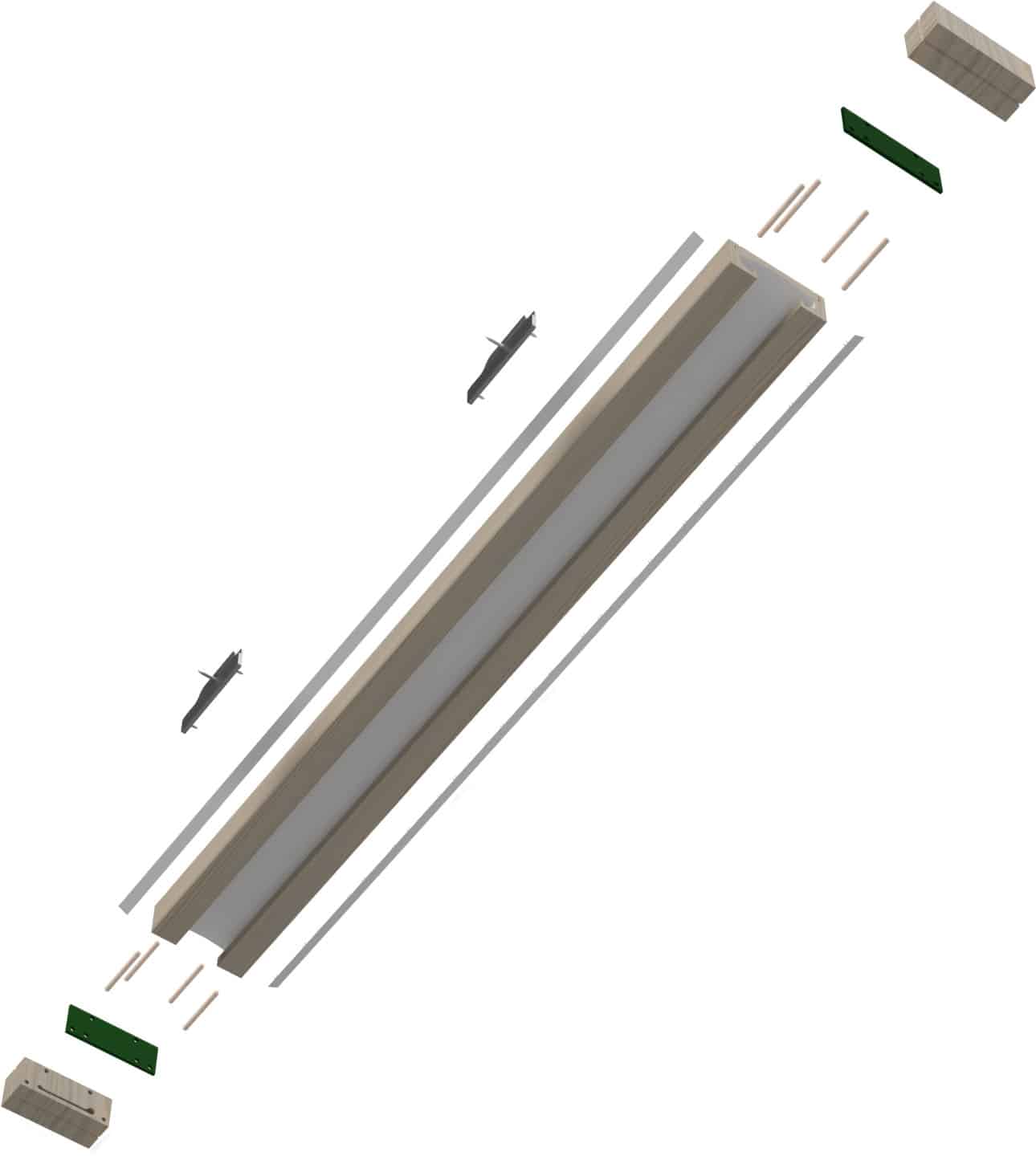 lightly glow direct cantilever light fixture exploded view diagram